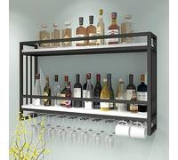 LYXSDMN - Estantería para vino, diseño moderno de metal, gran soporte para vino flotante, expositor para botellas de vino y copas de hierro, soporte para vaso colgante para decoración de bar domic