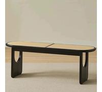 LYXWGRZD Banco de Comedor, Banco de Madera, Banco de Entrada Tejido, Banco de Madera de Granja, Bancos de Mesa con Esquinas Redondeadas, Banco de Extremo de la Cama, Estabilidad Estructural(Nero)
