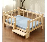 LYXWGRZD Cama para Perros, Cama for Perros/Camas for Gatos, Cama elevada for Mascotas con tapete Suave, Cama para Mascotas, diseño de barandilla, Sofá para Perros(Blauw,58cm/22.8in)