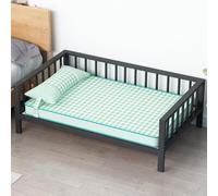 LYXWGRZD Cama para Perros for perros/gatos, Cama para Mascotas con estructura de metal, cama elevada for mascotas con alfombra extraíble/lavable, estructura de cama for perros(Nero,26.7x18.1in/68x46cm