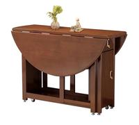 LYXXJRYBHD Mesa de Comedor Plegable con Cajones, Mesa Comedor Plegable Redonda Abatible de Cocina con Ruedas, Mesas Plegables para Salón(Brown)