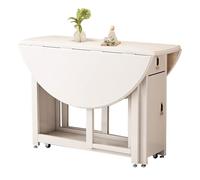 LYXXJRYBHD Mesa de Comedor Plegable con Cajones, Mesa Comedor Plegable Redonda Abatible de Cocina con Ruedas, Mesas Plegables para Salón(White)