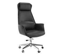 LYXXJRYBHD Silla de Oficina Ergonómica con Respaldo Alto, Silla de Oficina de Cuero con Función de Reclinación, Sillas de Escritorio Ajustable para Oficina y Casa, Comodidad y Estilo(Black)