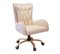 LYXXJRYBHD Silla de Oficina Ergonómica Giratoria 360°, Silla de Escritorio Ajustable de Piel, Asiento de Trabajo Cómodo para Casa(White)