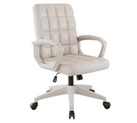 LYXXJRYBHD Silla Oficina de Cuero Sintético, Silla Escritorio de Escritorio con Respaldo Alto y Reposabrazos Ajustables, Cómodas Sillas Giratorias para El Hogar y la Oficina(White)