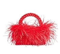 LYXYGMV Bolso de cuentas perlas con piel plumas, bolso mano cristal acrílico transparente, fiesta hecho a for mujer Para Bodas y Fiestas de Graduación(Color1,25x7.5x10cm)