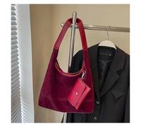 LYXYGMV Bolso de hombro ante for mujer con bolsillo interior, bolso hobo cierre magnético, grande Para la Escuela, el Trabajo(Wine Red)
