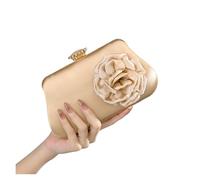 LYXYGMV Bolso de mano con flores 3D satén seda for mujer, bolso noche morado, asa for boda madre para la Fiesta de la Boda(Gold)