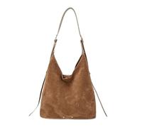 LYXYGMV Bolsos de hombro piel ante marrón, bolsos gran capacidad for mujer, bolso mano informal for desplazamientos Vintage Para la Escuela, el Trabajo(Brown)