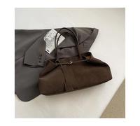 LYXYGMV Bolsos de hombro retro for mujer, ante sintético, color puro, gran capacidad, sencillos Para la Escuela, el Trabajo(Brown)