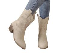 LYXYGMV Botas de Mujer, Zapatos Casuales de Moda for Mujer, Tacones Altos, Estilo extraño, Punta Puntiaguda, Botas de Color Liso. para La Fiesta Temática Country Concert(Beige,38)