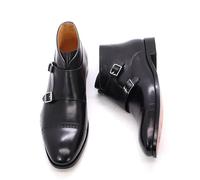 LYXYGMV Botines de piel becerro for hombre, con doble hebilla y correa monje, básicos, estilo vaquero, for motocicleta, tallas 38 a 47 Adecuado para Hombres(Black,46)