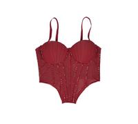 LYXYGMV Camisole Vest Style Ladies Corset Tops With Chest Cushion Sparkling Diamond Decoration Fishbone Lingerie(Burgundy,1XL)