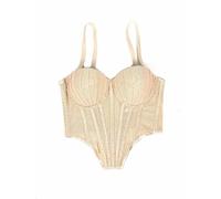 LYXYGMV Camisole Vest Style Ladies Corset Tops With Chest Cushion Sparkling Diamond Decoration Fishbone Lingerie(Blue,M)