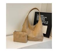 LYXYGMV Conjunto de bolso mano for mujer, 2 en 1, ante, color puro, gran capacidad Para la Escuela, el Trabajo(Khaki)