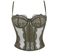 LYXYGMV Corset Soft Steel Bra Vest Rubber Bone Shaping Women Mesh Strapless Slimming Waistband Detachable Shape Corselet(014-Olive green,S)