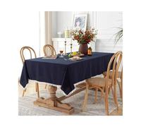 LYXYGMV Cotton Fabric Table Cloth Washable Christmas Tablecloth For Wedding Party Dining Banquet New Year Decoration Luxuriou TableCover para Comedor y Decoración Navideña(Dark Blue,140x140cm)