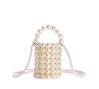 LYXYGMV Elegante bolso de lujo for mujer con correa hombro cadena perlas desmontable, cubo hecho a mano for cena, fiesta, vestido noche Para Bodas y Fiestas de Graduación
