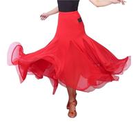 LYXYGMV Falda flamenca for mujer, de moda, plisada, for baile salón, vals, larga, con retazos para Bailar Flamenco(Red,L)