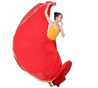 LYXYGMV Falda larga de gasa for danza del vientre flamenca for mujer, con borde metálico y péndulo 720 grados, for práctica gitana para Bailar Flamenco(Color-06,XL Length100CM)