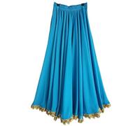 LYXYGMV Falda larga de gasa for danza del vientre flamenca for mujer, con borde metálico y péndulo 720 grados, for práctica gitana para Bailar Flamenco(Color-10,XL Length100CM)