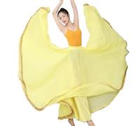 LYXYGMV Falda larga de gasa for danza del vientre flamenca for mujer, con borde metálico y péndulo 720 grados, for práctica gitana para Bailar Flamenco(Color-02,S Length 85cm)