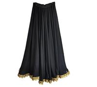 LYXYGMV Falda larga de gasa for danza del vientre flamenca for mujer, con borde metálico y péndulo 720 grados, for práctica gitana para Bailar Flamenco(Color-05,XS Length 80cm)