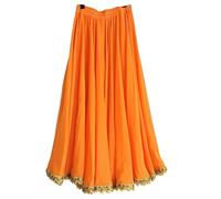 LYXYGMV Falda larga de gasa for danza del vientre flamenca for mujer, con borde metálico y péndulo 720 grados, for práctica gitana para Bailar Flamenco(Color-09,L Length 95CM)