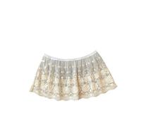 LYXYGMV Minifalda en capas de encaje for mujer, ropa calle con volantes, Harajuku, cintura alta, plisada, corte A, faldas cortas Jupe para Mujer(J4 (White))
