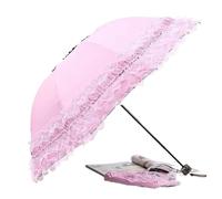 LYXYGMV Sombrilla de encaje vintage plegable estilo gótico Lolita for mujer, protección UV y contra la lluvia Para Decoración(Pink)