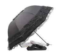 LYXYGMV Sombrilla de encaje vintage plegable estilo gótico Lolita for mujer, protección UV y contra la lluvia Para Decoración(Black)