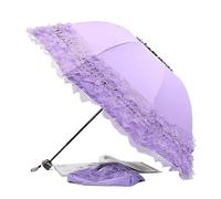 LYXYGMV Sombrilla de encaje vintage plegable estilo gótico Lolita for mujer, protección UV y contra la lluvia Para Decoración(Purple)