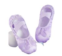 LYXYGMV Zapatos de ballet lona con nudos mariposa y suela suave for niñas mujeres Para Práctica o Presentación de Danza(PURPLE,34)