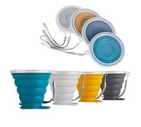 LYY Taza plegable, tazas de silicona plegables con tapa de sellado de plástico, juego de tazas portátiles reutilizables para picnic, camping, senderismo al aire libre viajes (4 Colores C, 4)