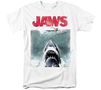 LYYJY Jaws Vintage Poster Short Sleeve Mens Shirt, bWhite, Medium