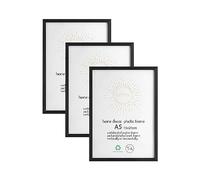 LYYYYX Marco A5 15x21cm negro madera natural, cristal acrílico, pack 3 | Marco posicionable horizontal o vertical de pie o colgado, apto para fotos, certificados, rompecabezas, carteles y collages