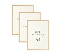 LYYYYX Marco de foto DIN A4 roble natural con cristal acrílico, pack 3 | Marco posicionable horizontal o vertical de pie o colgado, apto para fotos, certificados, rompecabezas, carteles y collages