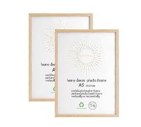 LYYYYX Marco de foto DIN A5 roble natural con cristal acrílico, pack 2 | Marco posicionable horizontal o vertical de pie o colgado, apto para fotos, certificados, rompecabezas, carteles y collages