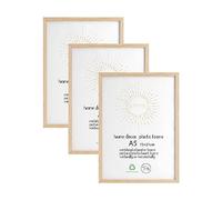 LYYYYX Marco de foto DIN A5 roble natural con cristal acrílico, pack 3 | Marco posicionable horizontal o vertical de pie o colgado, apto para fotos, certificados, rompecabezas, carteles y collages