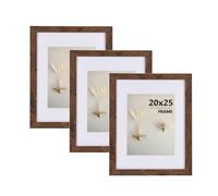 LYYYYX Marco de fotos de madera rústica de 20 x 25 cm, marco de fotos marrón con plexiglás, juego de 3 marcos para certificados, independiente y montaje en pared