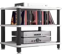 LyzqxHL Estante for Tocadiscos, gabinete de Almacenamiento Multimedia, Soporte Moderno for Audio y Video, gabinete estéreo de Madera de 1, 2, 3 o 4 Niveles(White,3 Tier)