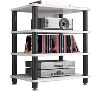 LyzqxHL Estante for Tocadiscos, gabinete de Almacenamiento Multimedia, Soporte Moderno for Audio y Video, gabinete estéreo de Madera de 1, 2, 3 o 4 Niveles(White,4 Tier)