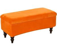 LyzqxHL Funda for otomana, elástica, Rectangular, de Terciopelo, Plegable, for reposapiés, Protector de Muebles, con Banda elástica.(Orange,Small)