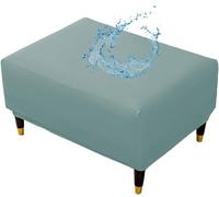 LyzqxHL Funda otomana Rectangular de Piel sintética, Impermeable, elástica, de Color sólido, Estilo Moderno, con Base elástica.(Blue,X Large)