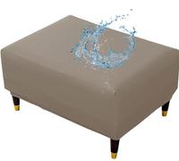 LyzqxHL Funda otomana Rectangular de Piel sintética, Impermeable, elástica, de Color sólido, Estilo Moderno, con Base elástica.(Gray,Medium)