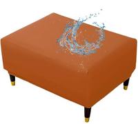 LyzqxHL Funda otomana Rectangular de Piel sintética, Impermeable, elástica, de Color sólido, Estilo Moderno, con Base elástica.(Orange,Medium)