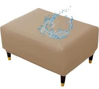 LyzqxHL Funda otomana Rectangular de Piel sintética, Impermeable, elástica, de Color sólido, Estilo Moderno, con Base elástica.(Brown,Medium)