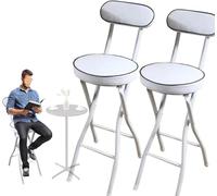 LyzqxHL Juego de 2 taburetes Plegables con Respaldo, Color Blanco, Altos y Plegables, de Cuero Acolchado, Altura de mostrador, for Adultos, Cocina, Isla, Tienda de Guitarras, cafetería.(55cm)