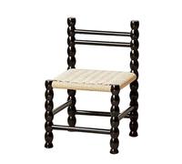 LyzqxHL Sillas de Cocina, Modernas sillas de Comedor de Madera de ratán for Patio, terraza, Porche y Sala de Espera.(Black,Short)