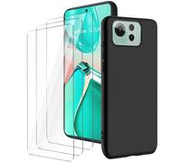 LYZXMY Funda para ASUS Zenfone 12 Ultra(6.78") Negro Carcasa +3 Protectores de Pantalla de Vidrio Templado, Carcasa Suave de Silicona TPU